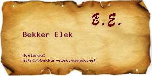 Bekker Elek névjegykártya