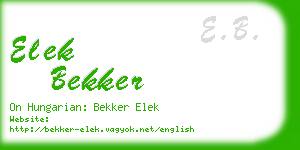 elek bekker business card